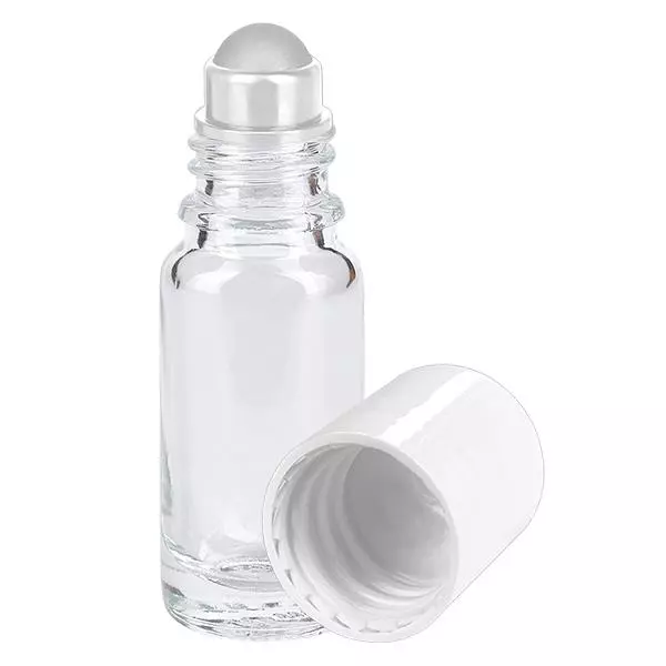 Butelka apteczna przezroczysta 10ml nakrętka roll-on biała