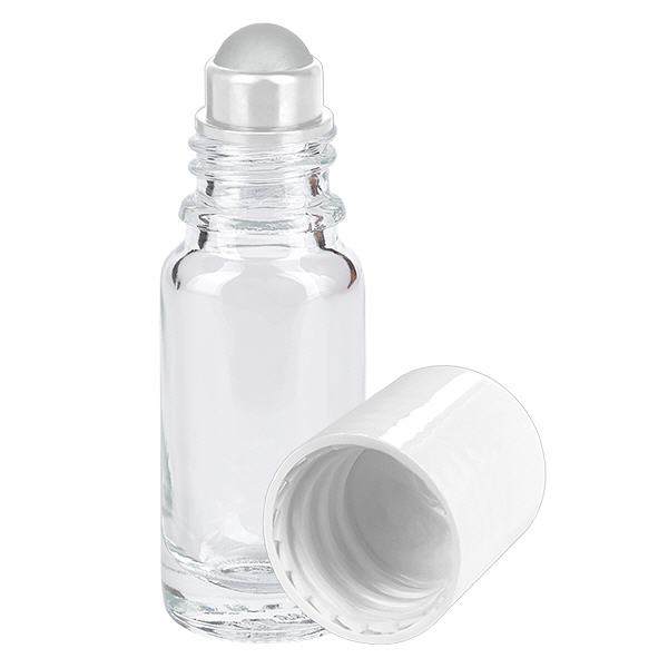 Butelka apteczna przezroczysta 10ml nakrętka roll-on biała Butelka apteczna przezroczysta 10ml nakrętka roll-on biała