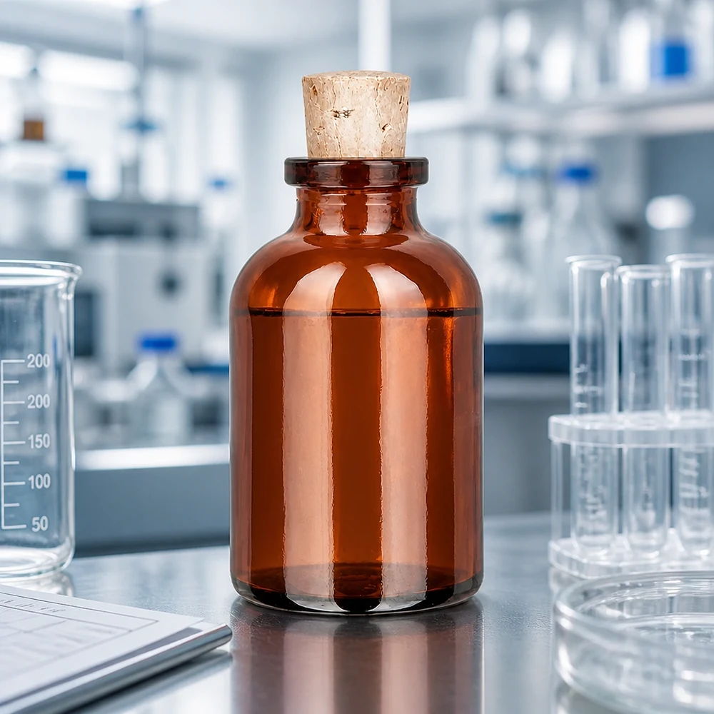 Enghalsflasche Braunglas 30ml mit Stopfen 11/14mm für Probenaufbewahrung im Labor
