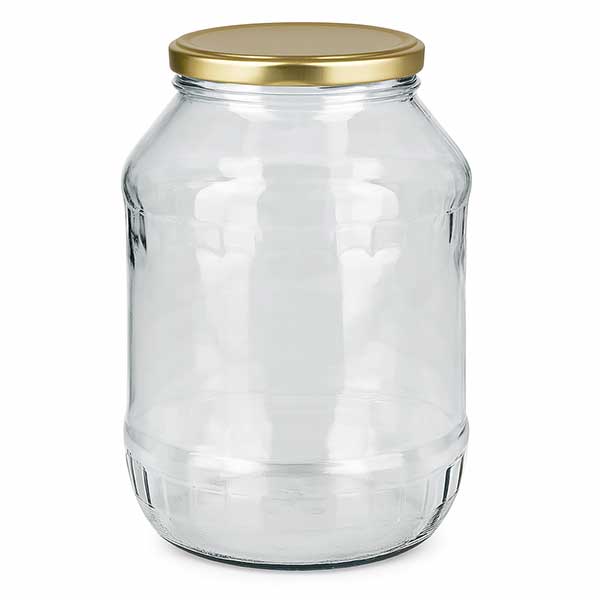 Słoik okrągły 2650 ml z pokrywką BasicSeal złotą UN..