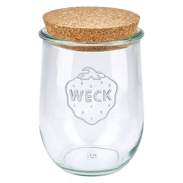 1062ml słoik tulipan WECK RR100 z korkiem naturalny WECK tulipan słoik 1062ml RR100 z naturalnym korkiem słoik do przechowywania słoik do przechowywania przezroczysty
