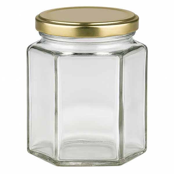 Słoik sześciokątny 196 ml z pokrywką BasicSeal złota UNiTWIST