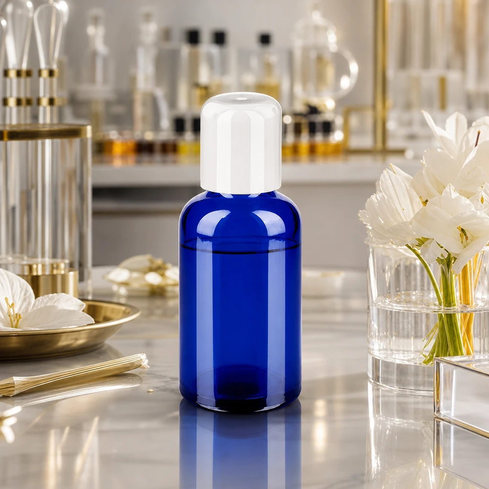 Butelka roll-on 50 ml biała STD BlueLine UT18/50 50 ml butelka roll-on BlueLine z białą nakrętką STD UT18/50 do profesjonalnych zastosowań kosmetycznych