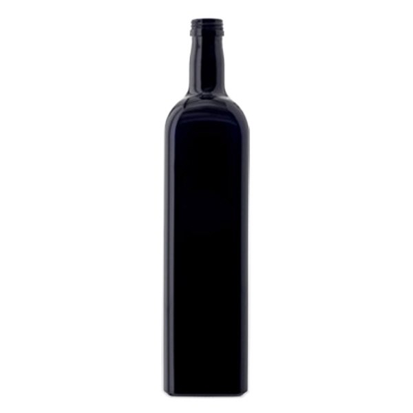 Butelka na olej z fioletowego szkła 1000 ml kwadratowa, UNI 31,5x24 Butelka na olej z fioletowego szkła 1000 ml kwadratowa, UNI 31,5x24