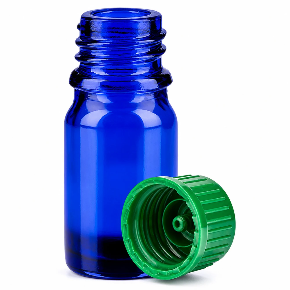 Butelka 5 ml 11 mm SV zielona STD BlueLine UT18/5 Butelka szklana 5ml niebieska z gwintem 11mm SV zielona STD BlueLine UT18/5 do olejków eterycznych