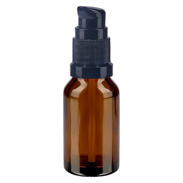 Butelka apteczna brązowa 30ml zakrętka z pompką czarna St Butelka apteczna brązowa 30ml zakrętka z pompką czarna St