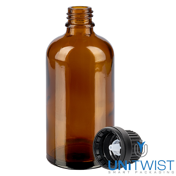 100 ml butelka z zakraplaczem 2 mm czarna OV BrownLine UT18/100