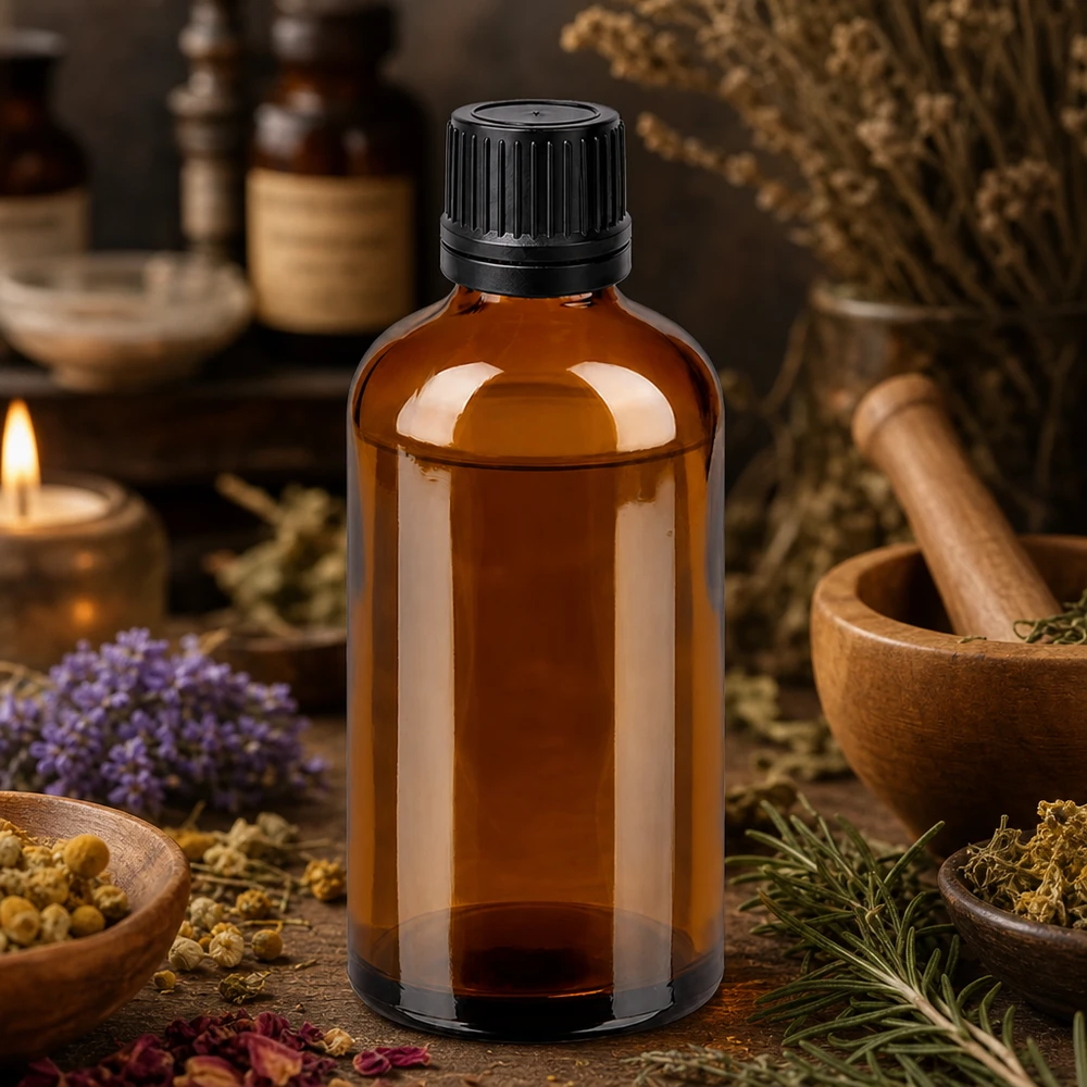 100 ml butelka z zakraplaczem 1 mm czarna OV BrownLine UT18/100 Wysokiej jakości butelka z zakraplaczem o pojemności 100 ml z czarną nakrętką z zabezpieczeniem przed manipulacją do zastosowań w aromaterapii