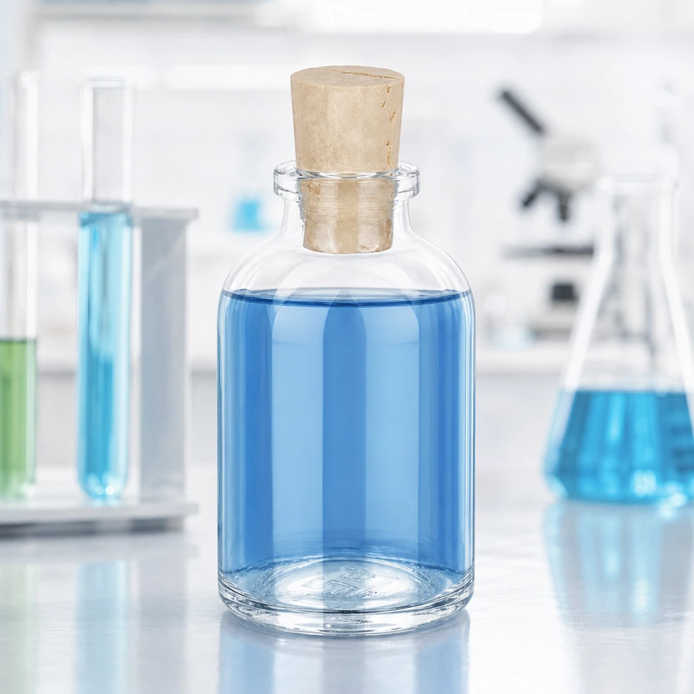 Przezroczysta szklana butelka 50 ml z korkiem 11/14 mm Bauchige Vorratsflasche aus Klarglas 50ml mit konischem Naturkorken Laborausstattung