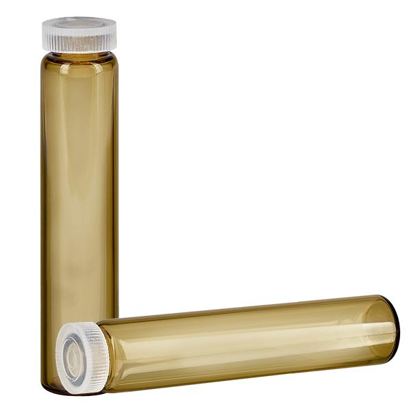 Szklanka ze zwijanym brzegiem, tuba na esencję z bursztynowego szkła 2 ml Szklanka ze zwijanym brzegiem, tuba na esencję z bursztynowego szkła 2 ml