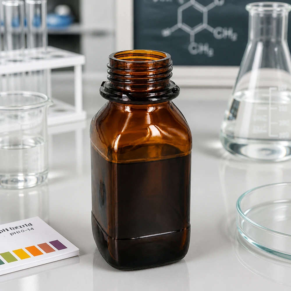 Butelka na chemikalia o pojemności 250 ml Butelka z bursztynowego szkła o pojemności 250 ml i kwadratowym kształcie do bezpiecznego przechowywania chemikaliów w laboratorium
