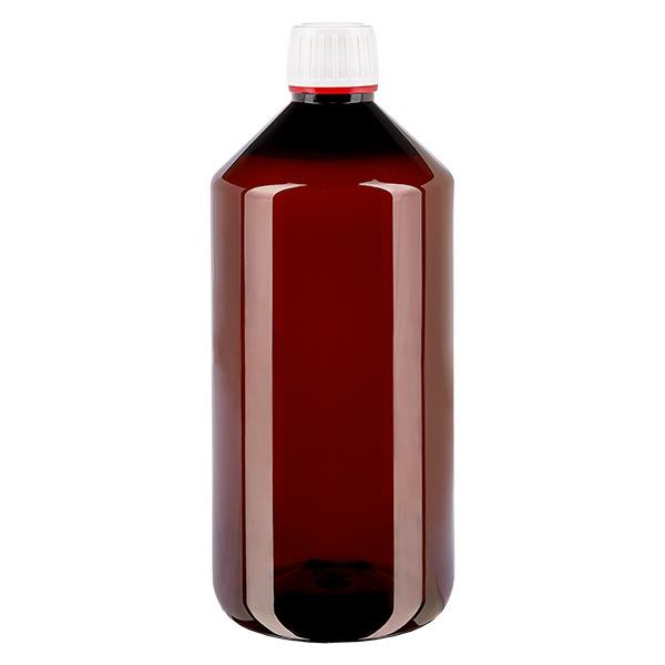 Butelka PET 1000 ml z białą nakrętką typu flip-top. Butelka PET 1000 ml z białą nakrętką typu flip-top.