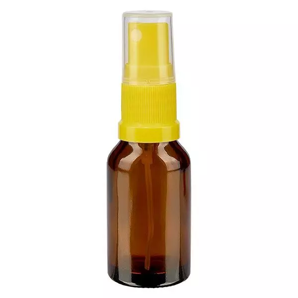 Butelka apteczna brązowa 30ml spray top żółty
