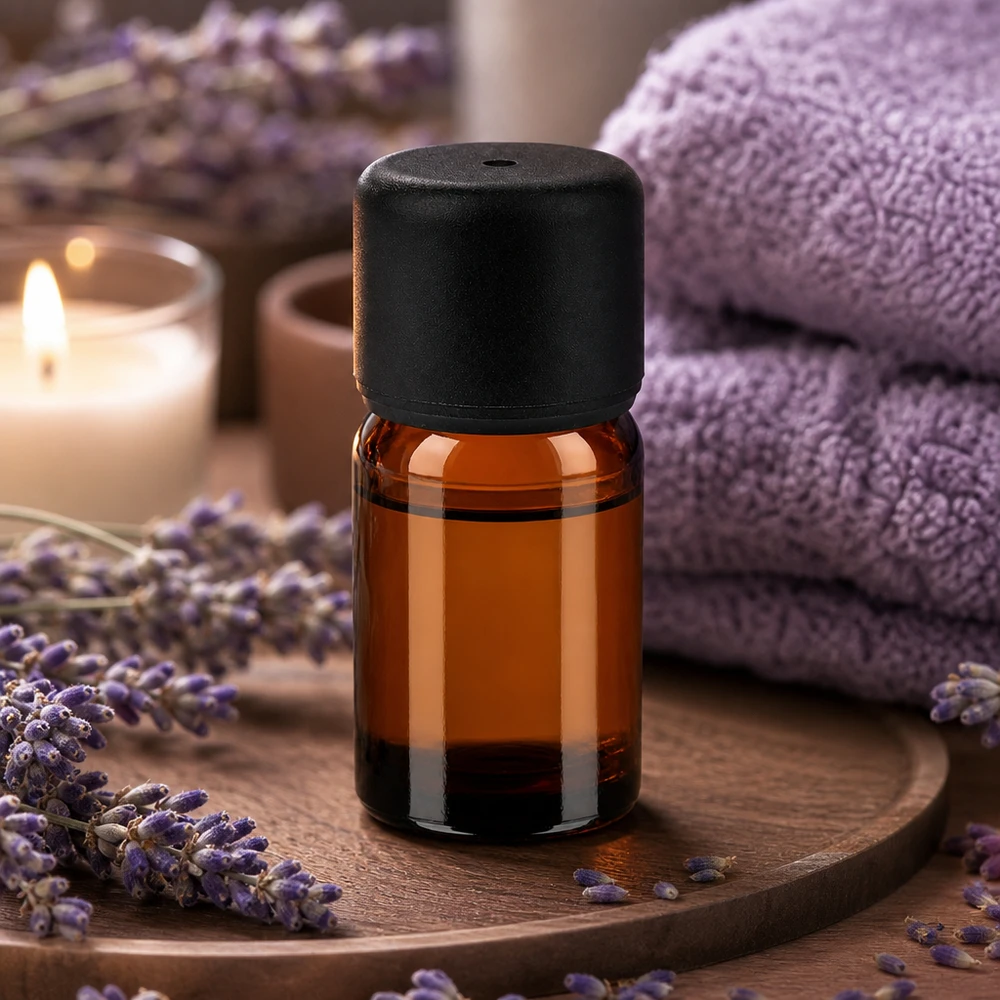 5 ml szklana butelka BrownLine ze standardową nakrętką 6 mm w kolorze czarnym do aromaterapii i odnowy biologicznej