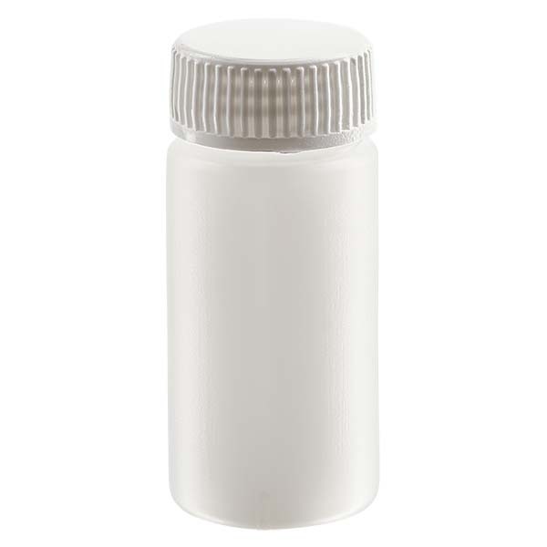 Butelka na próbki 20 ml, PE-HD, naturalna, w komplecie z zakrętką z gwintem GL 22,5 Butelka na próbki 20 ml, PE-HD, naturalna, w komplecie z zakrętką z gwintem GL 22,5