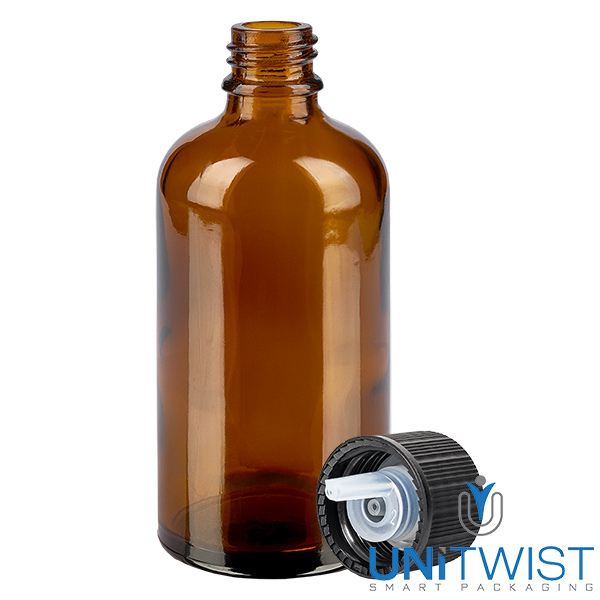 100 ml butelka z zakraplaczem 1 mm czarna STD BrownLine UT18/100