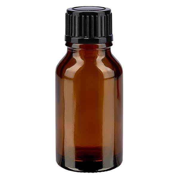 Butelka apteczna brązowa 15ml zakrętka czarna szt. Butelka apteczna brązowa 15ml zakrętka czarna szt.