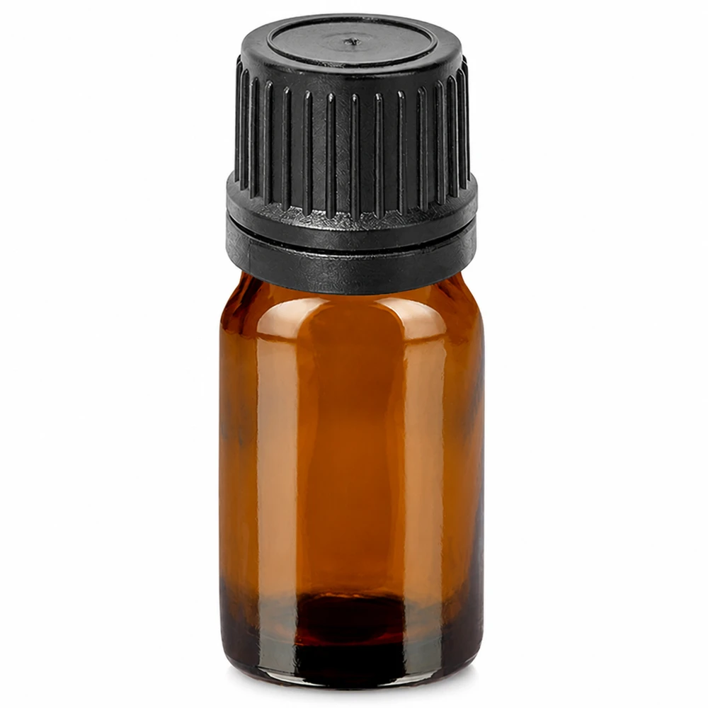 Butelka z zakraplaczem 5 ml brązowa z czarną nakrętką do olejków eterycznych i aromaterapii