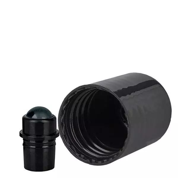 Nasadka roll-on czarna (DIN18, UT18) ze szklaną kulką, standardowa nasadka. Z zakrętką. Do ApoGlas®, UNiTWIST® i Miron® Apofl. 5-100 ml z gwintem 18 mm. Nasadka roll-on czarna (DIN18, UT18) ze szklaną kulką, standardowa nasadka. Z zakrętką. Do ApoGlas®, UNiTWIST® i Miron® Apofl. 5-100 ml z gwintem 18 mm.