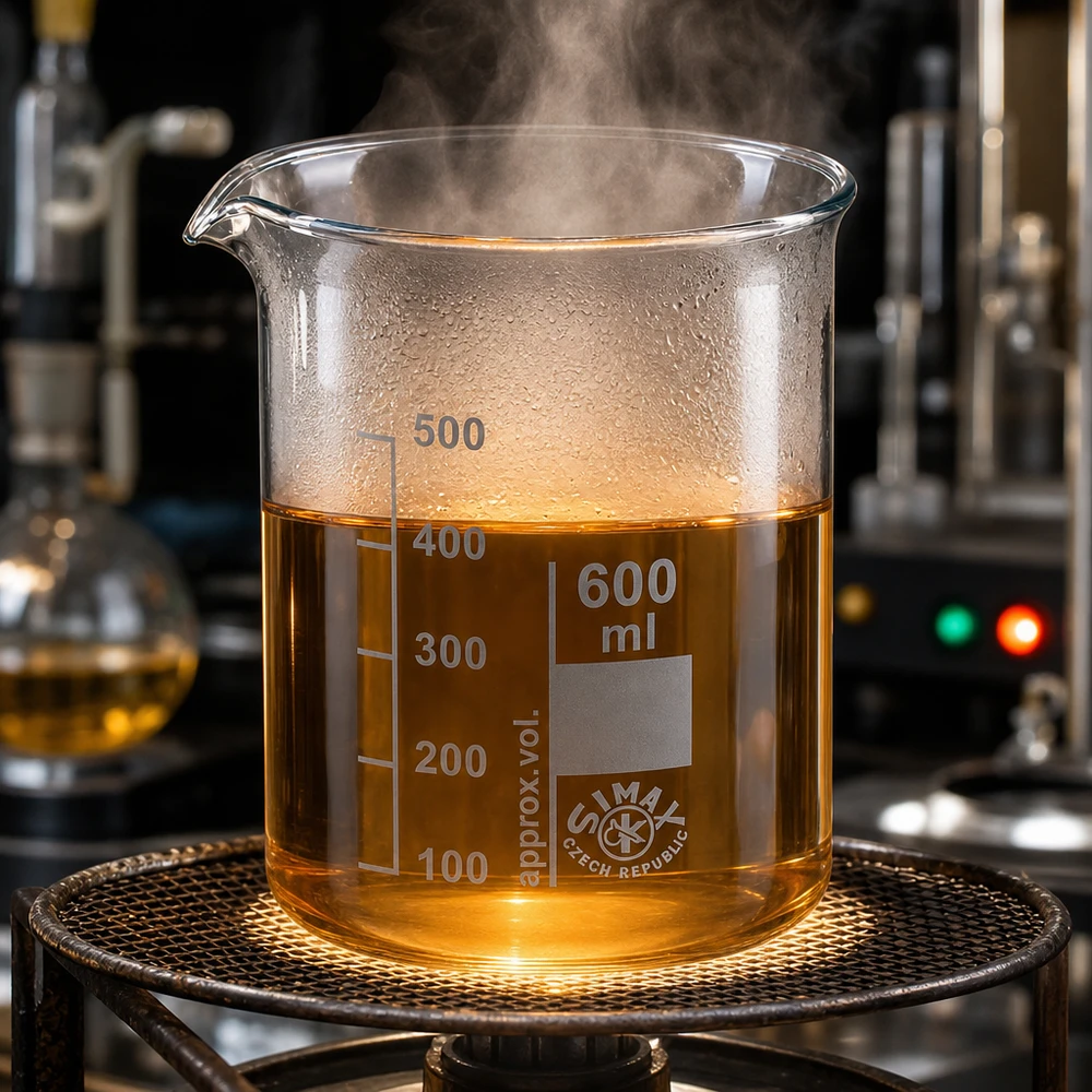 Zlewka 600 ml ze szkła borokrzemowego, niska forma Zlewka z podziałką 600 ml o niskim kształcie z dobrze widoczną skalą mililitrową wykonana ze szkła borokrzemowego