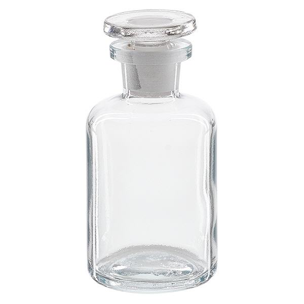 Okr&#261;g&#322;a butelka na rami&#281; 50 ml, przezroczysta, szklana zatyczka z w&#261;sk&#261; szyjk&#261;