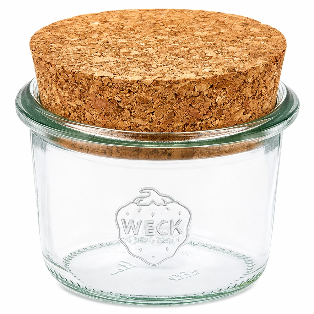 Tumbler 80ml WECK RR60 z korkiem naturalny WECK słoik 80ml RR60 z naturalnym korkiem Słoik na przetwory wykonany z przezroczystego szkła