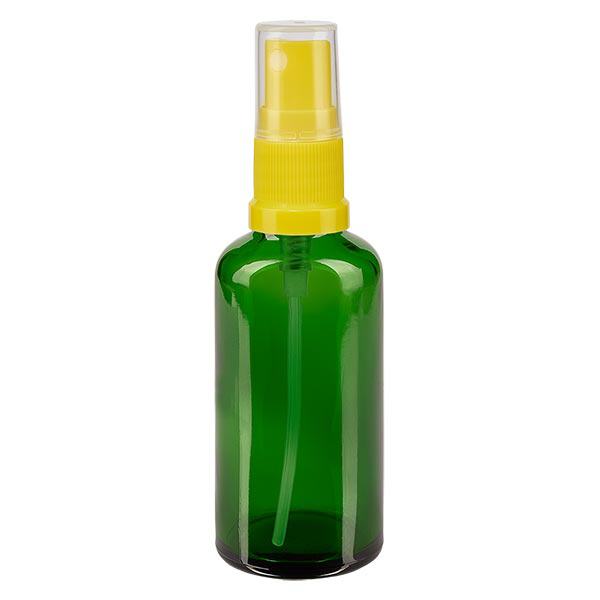 Butelka apteczna zielona 50ml nasadka rozpylająca żółta Butelka apteczna zielona 50ml nasadka rozpylająca żółta