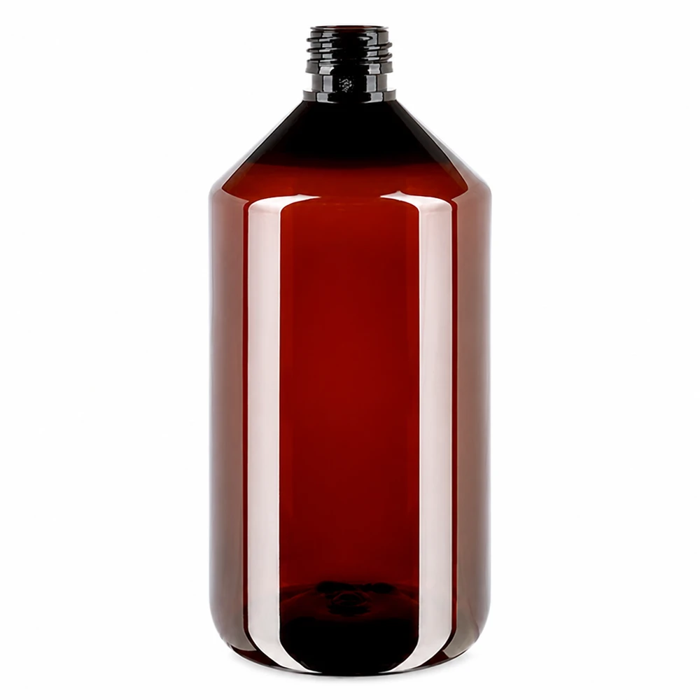 Butelka PET 750 ml PP28, brązowo-bursztynowa, bez nakrętki, pusta, przezroczysta, z tworzywa sztucznego