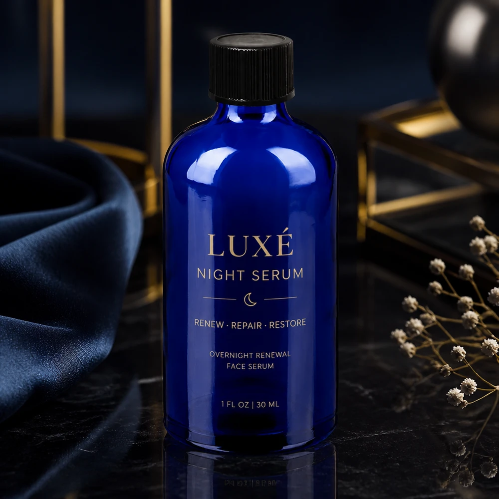 Elegancka butelka z zakraplaczem o pojemności 100 ml w jasnoniebieskim kolorze z czarną zakrętką do użytku profesjonalnego
