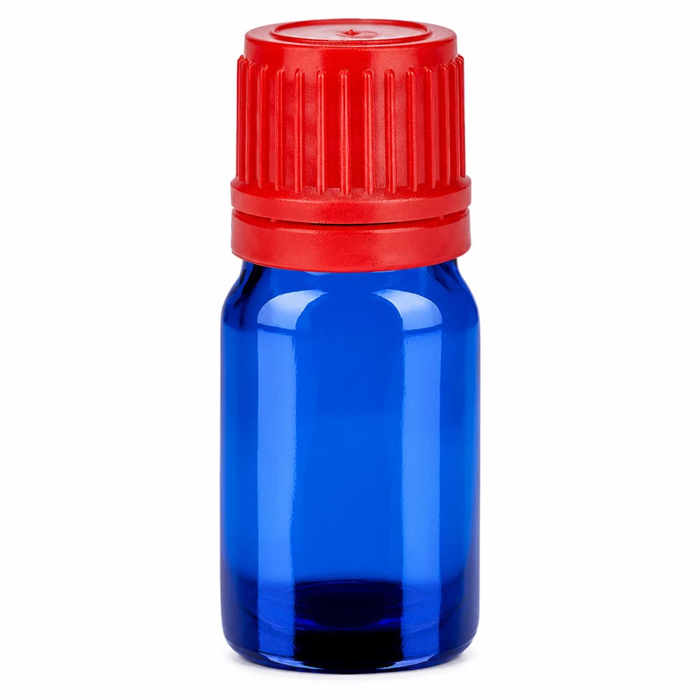 5ml niebieska szklana butelka z czerwoną zakrętką 11mm SV BlueLine UT18/5