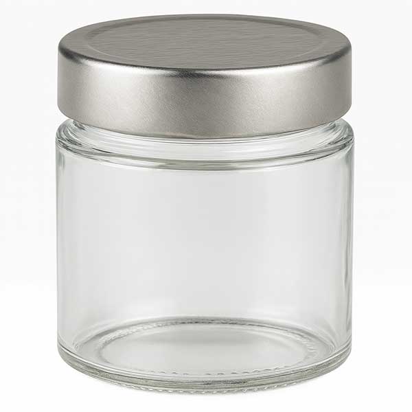 135 ml okrągłe szkło + pokrywka BasicSeal srebrna deep UN..