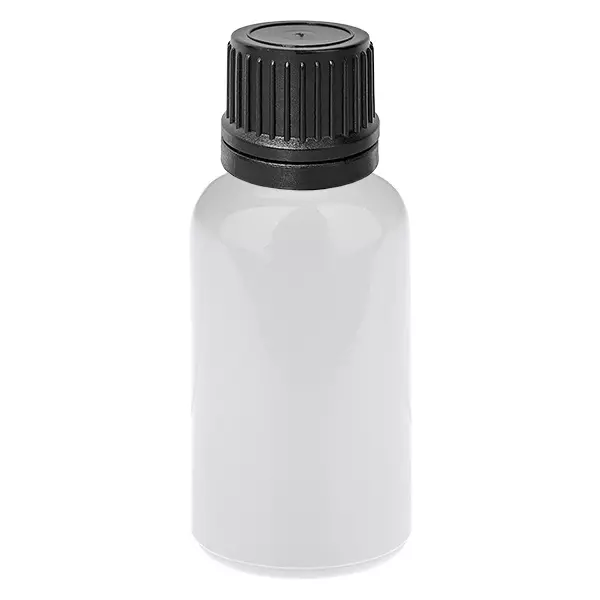 Butelka z zakraplaczem 20 ml, 1 mm, czarna, zamknięcie zabezpieczające przed otwarciem przez osoby nieuprawnione WhiteLine UT18/20