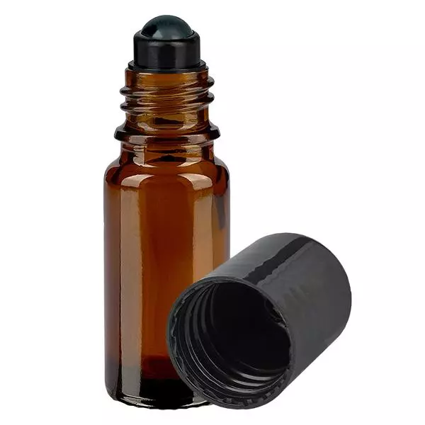 Butelka apteczna brązowa 10ml nakrętka roll-on czarna