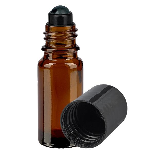 Butelka apteczna brązowa 10ml nakrętka roll-on czarna Butelka apteczna brązowa 10ml nakrętka roll-on czarna