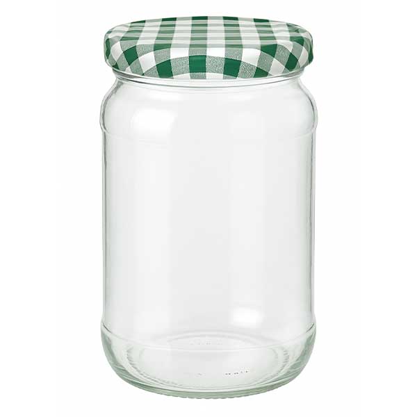 Słoik okrągły 1062 ml + pokrywka BasicSeal zielono-biała UN..