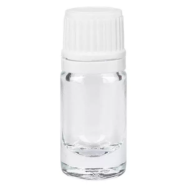 Butelka apteczna przezroczysta 5ml zakrętka biała OV Butelka apteczna przezroczysta 5ml zakrętka biała OV