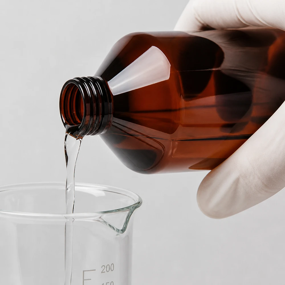 Butelka PET 500ml z czarną nakrętką OV Lichtschützende braune 500ml PET Flasche mit Spritzverschluss beim Abfüllvorgang