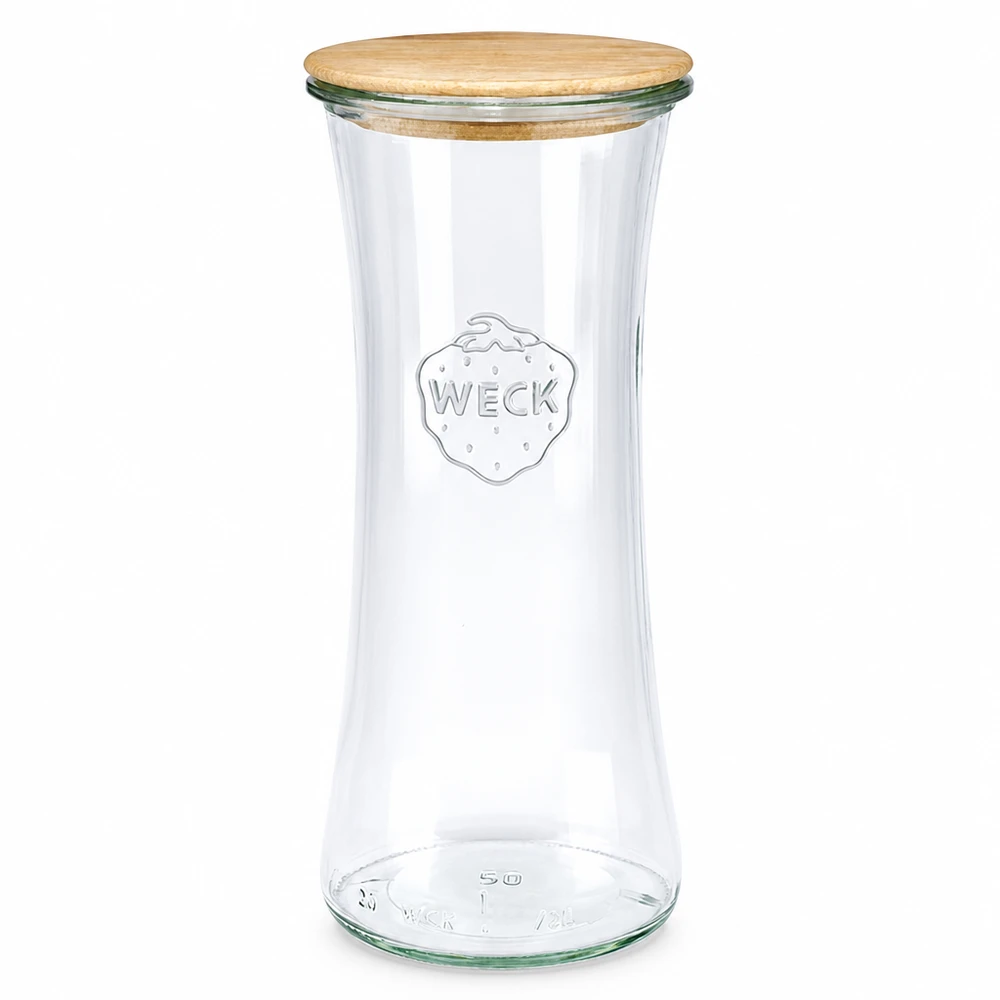Słoik delikatesowy 700ml WECK RR80 z drewnianą pokrywką WECK słoik delikatesowy 700ml RR80 z drewnianą pokrywką Słoik na przetwory przezroczysty szklany słoik z bambusową pokrywką