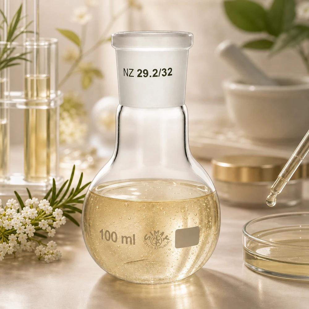Kolba 100 ml ze standardowym szlifowanym złączem (29/32) Kompaktowa kolba laboratoryjna o pojemności 100 ml z matową, szlifowaną krawędzią - idealna do prac syntezatorowych w laboratorium