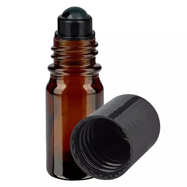 Butelka apteczna brązowa 5ml nakrętka roll-on czarna