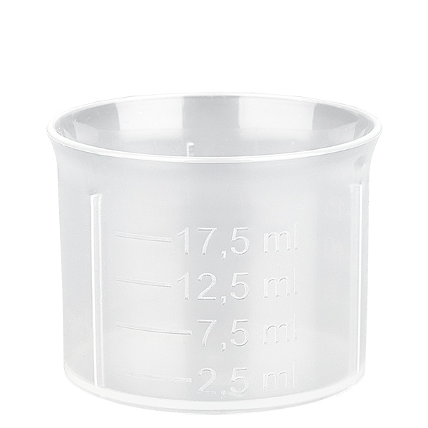 Przezroczysty kubek dozujący 20 ml ze skalą ApoGlas. Jakość farmaceutyczna. Gwint 28 mm. Np. do butelek na leki ApoGlas® Euro. Przezroczysty kubek dozujący 20 ml ze skalą ApoGlas. Jakość farmaceutyczna. Gwint 28 mm. Np. do butelek na leki ApoGlas® Euro.