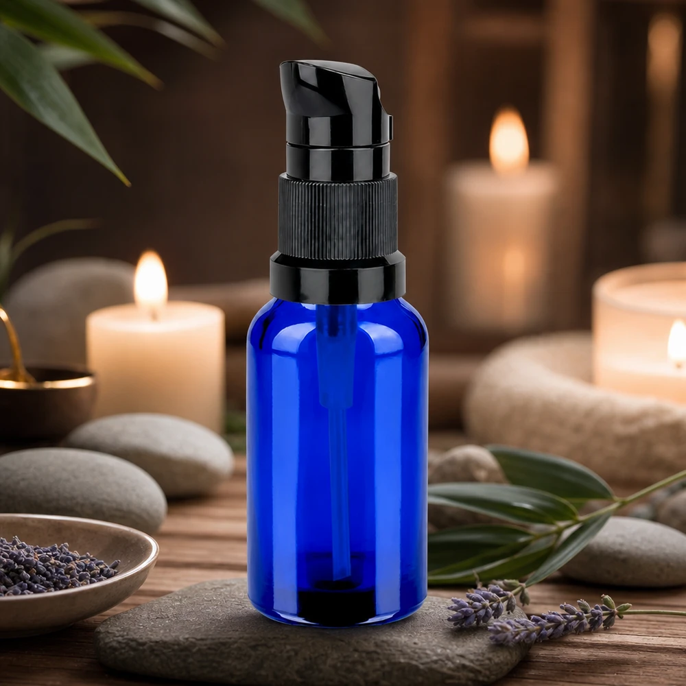 Butelka z pompką 20 ml czarna STD BlueLine UT18/20 Butelka z pompką 20 ml czarna STD BlueLine UT18/20 - higieniczne dozowanie za pomocą dozownika z pompką