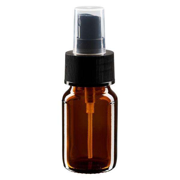 Butelka 30 ml br&#261;zowa, z pompk&#261; rozpylaj&#261;c&#261; czarn&#261; ApoGlas. Farmaceutyczna jako&#347;&#263; produkcji UE. Gwint 28 mm (PP28). (syrop, butelka z lekkiego szk&#322;a)