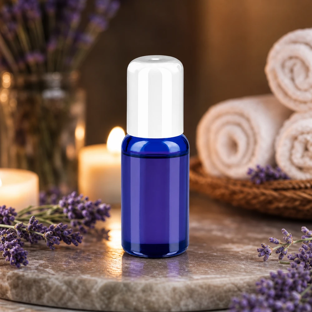 Butelka roll-on 20 ml biała STD BlueLine UT18/20 Mała butelka roll-on o pojemności 20 ml w eleganckim niebiesko-białym kolorze zapewnia precyzyjną aplikację.