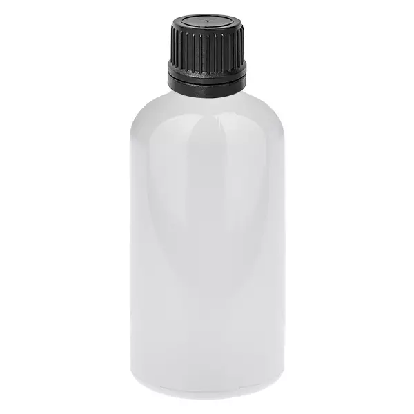 Butelka z zakraplaczem 100 ml, 1 mm, czarna, zamknięcie zabezpieczające przed otwarciem przez osoby nieuprawnione WhiteLine UT18/100
