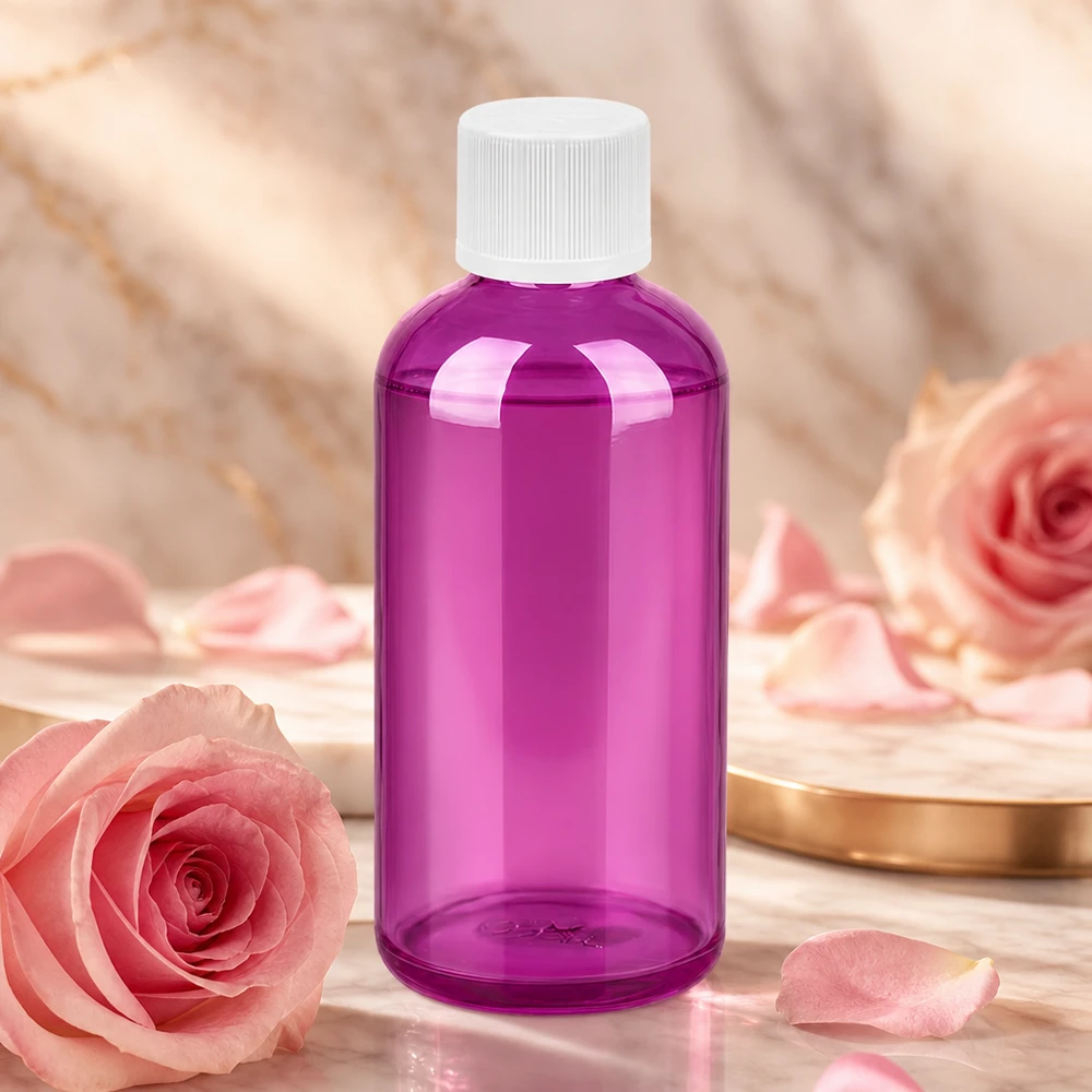 100 ml fioletowo-przezroczysta butelka z zakrętką 11 mm, idealna do aromaterapii i olejków eterycznych
