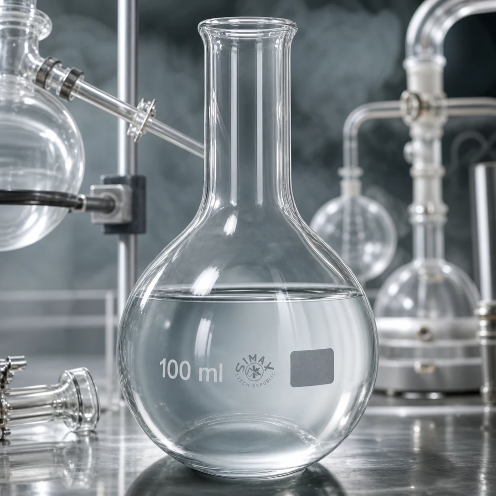 Przezroczysta kolba laboratoryjna 100 ml z wąską szyjką do profesjonalnych eksperymentów chemicznych