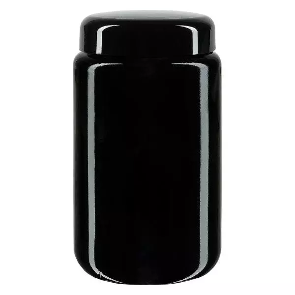 Słoik z szeroką szyjką + fioletowe szkło 400 ml, z czarną pokrywką