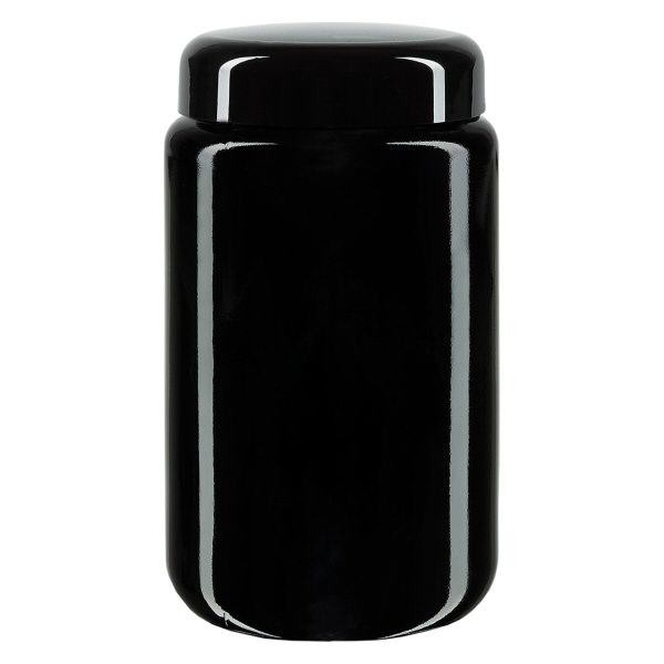 Słoik z szeroką szyjką + fioletowe szkło 400 ml, z czarną pokrywką Słoik z szeroką szyjką + fioletowe szkło 400 ml, z czarną pokrywką
