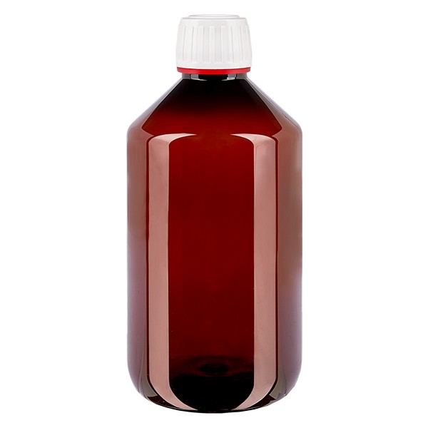 Butelka PET 500 ml z bia&#322;&#261;/czerwon&#261; nakr&#281;tk&#261; OV